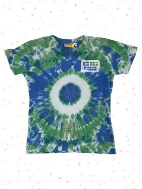 Big Bud Press Short Sleeve Tee Blue Green Ocean Mermaid Tie Dye Unisex Size XXS